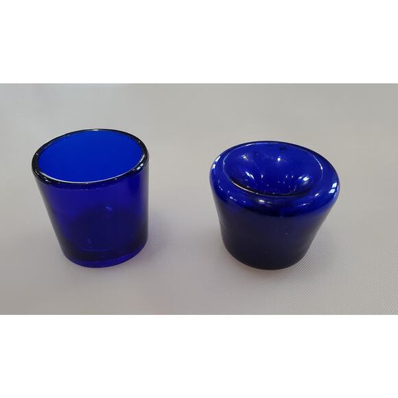Vintage Hand-Blown Cobalt Blue Glass Funnel Ink Well and nib cleaning Jar - Picture 5 of 9